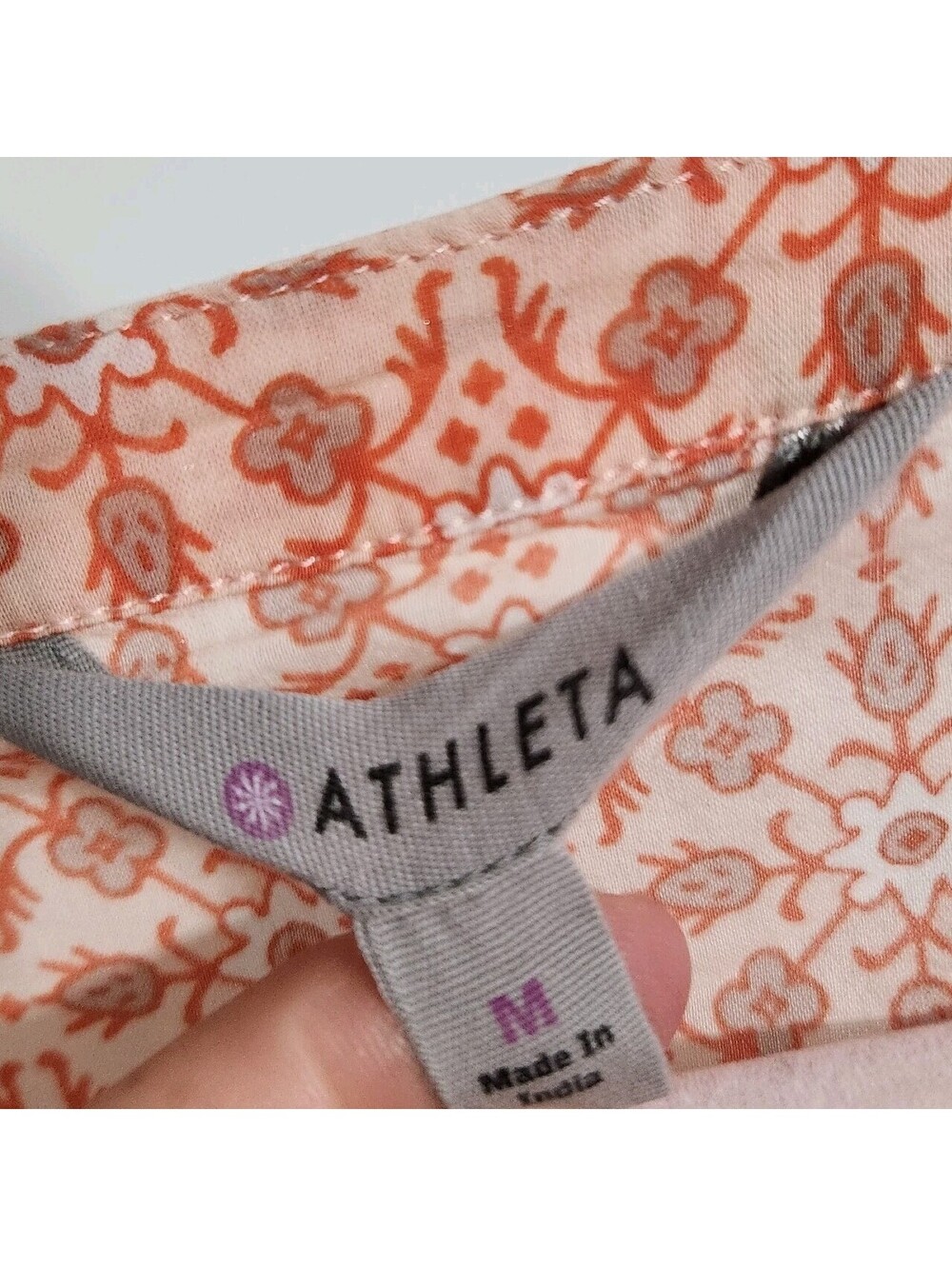 Athleta Swim Cover Up Medium Orange Boho Hippie Floral V Neck - Picture 5 of 9